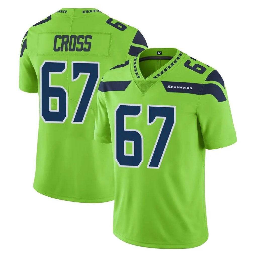 Punc S.Seahawks #67 Charles Cross Player Green Limited Color Rush Home Game Stitched Jerseys