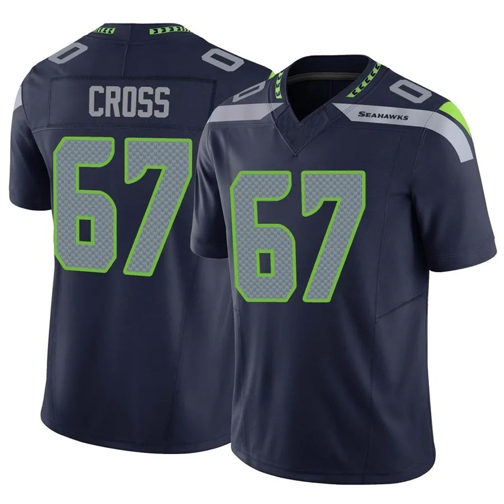 Punc S.Seahawks #67 Charles Cross Player Navy Limited Vapor F.U.S.E. Home Game Stitched Jerseys