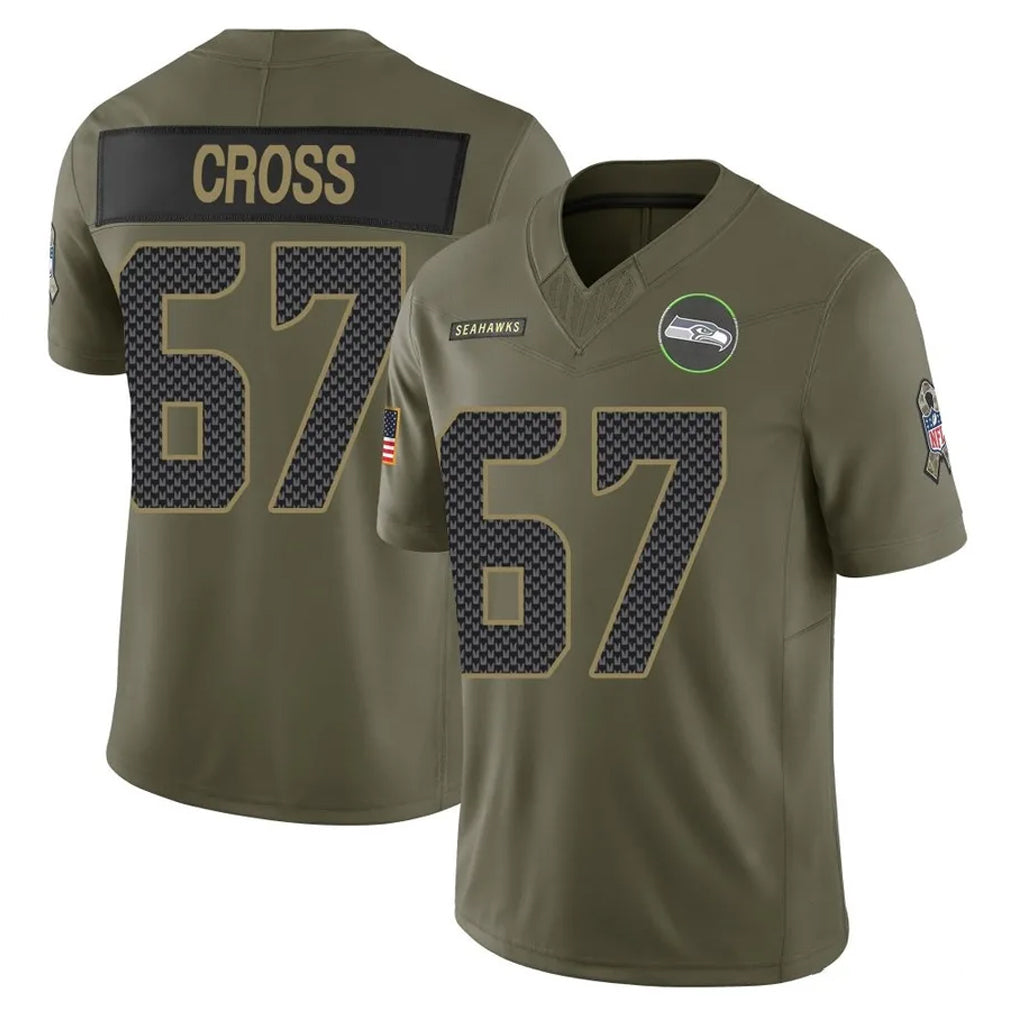 Punc S.Seahawks #67 Charles Cross Player Olive 2025 Salute To Service Limited Home Game Stitched Jerseys