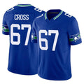 Punc S.Seahawks #67 Charles Cross Player Royal Limited Throwback Vapor F.U.S.E. Home Game Stitched Jerseys