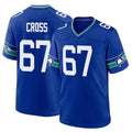 Punc S.Seahawks #67 Charles Cross Player Royal Throwback Home Game Stitched Jerseys