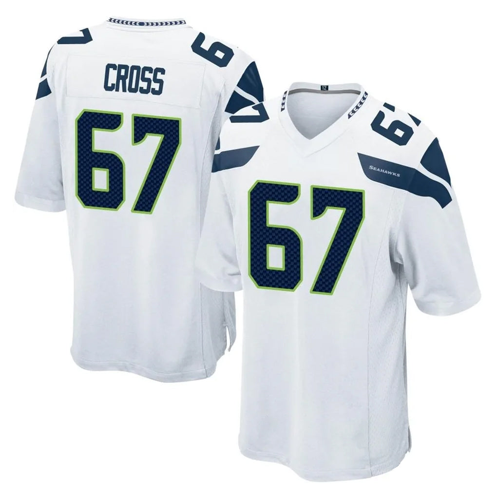 Punc S.Seahawks #67 Charles Cross Player White Home Game Stitched Jerseys