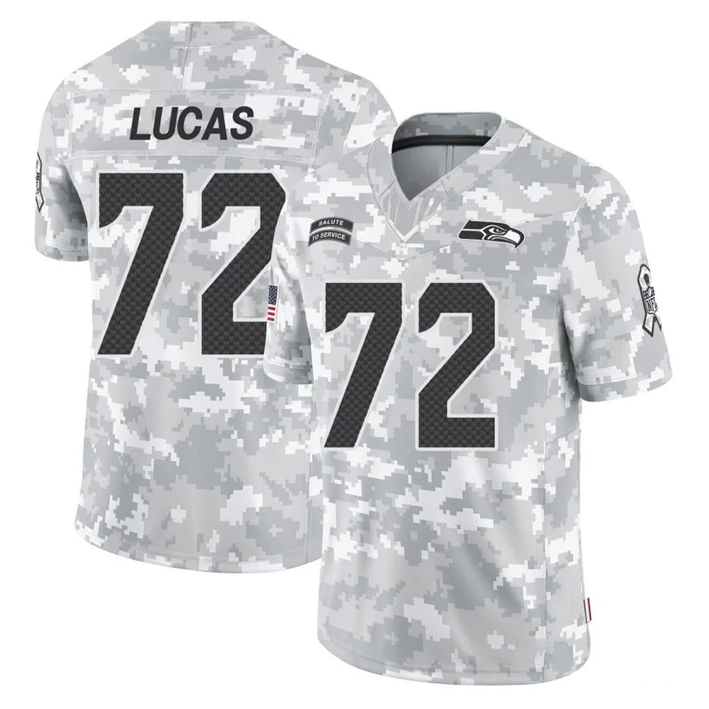 Punc S.Seahawks #72 Abraham Lucas Player Arctic Camo Limited Salute To Service Home Game Stitched Jerseys