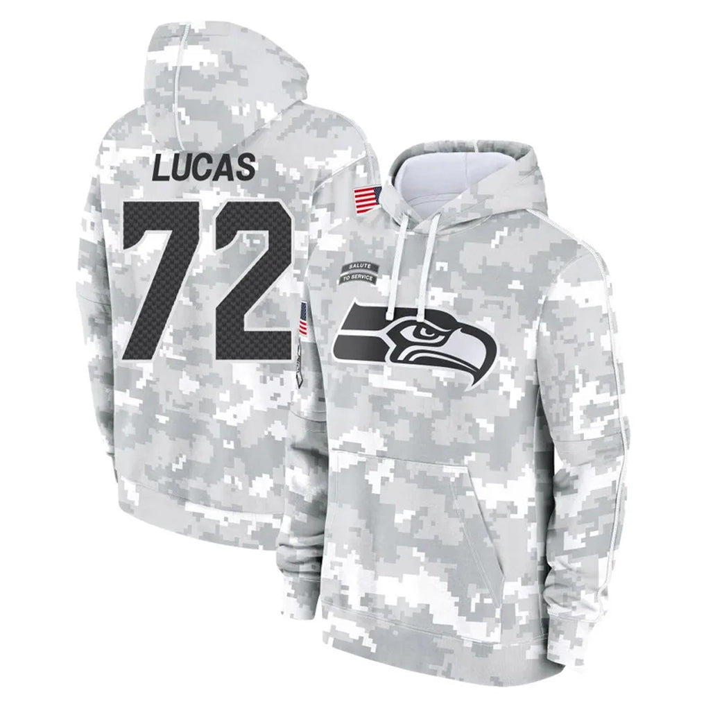 Punc S.Seahawks #72 Abraham Lucas Player Arctic Camo Limited Salute to Service Pullover Hoodies Game Stitched Jerseys