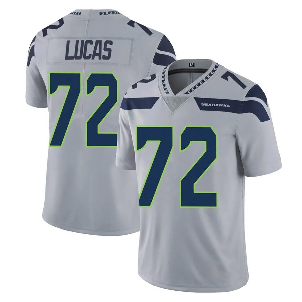 Punc S.Seahawks #72 Abraham Lucas Player Gray Limited Vapor Untouchable Home Game Stitched Jerseys
