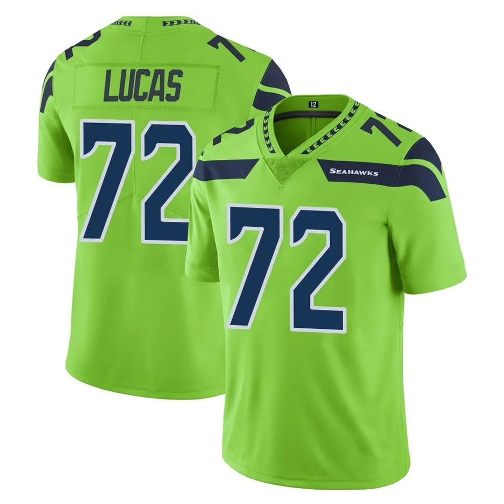 Punc S.Seahawks #72 Abraham Lucas Player Green Limited Color Rush Home Game Stitched Jerseys