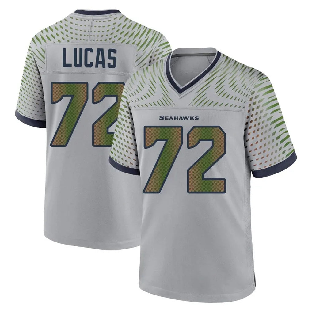 Punc S.Seahawks #72 Abraham Lucas Player Grey 2025 Rivalries Collection Home Game Stitched Jerseys