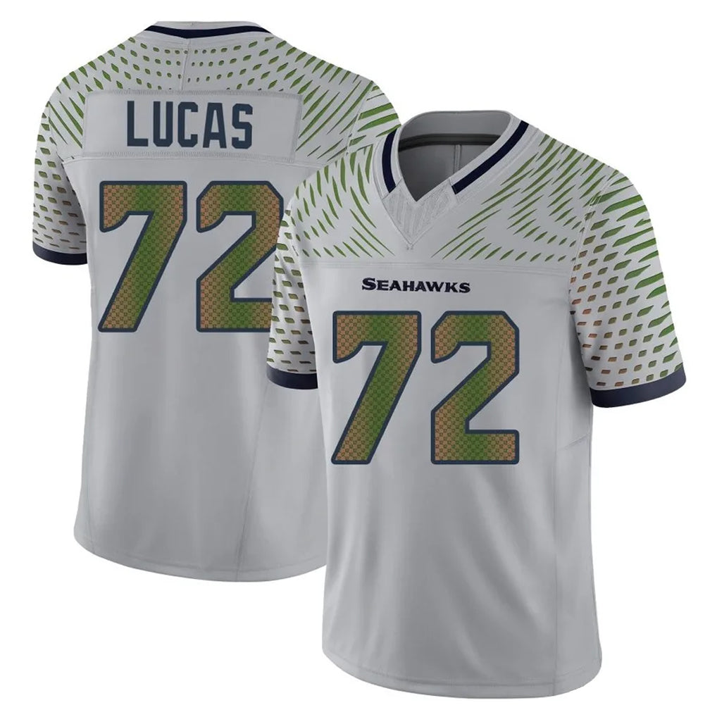Punc S.Seahawks #72 Abraham Lucas Player Grey Limited 2025 Rivalries Collection Home Game Stitched Jerseys