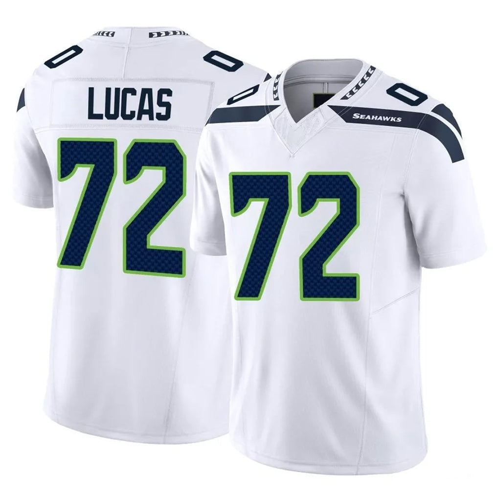 Punc S.Seahawks #72 Abraham Lucas Player White Limited Vapor F.U.S.E. Home Game Stitched Jerseys