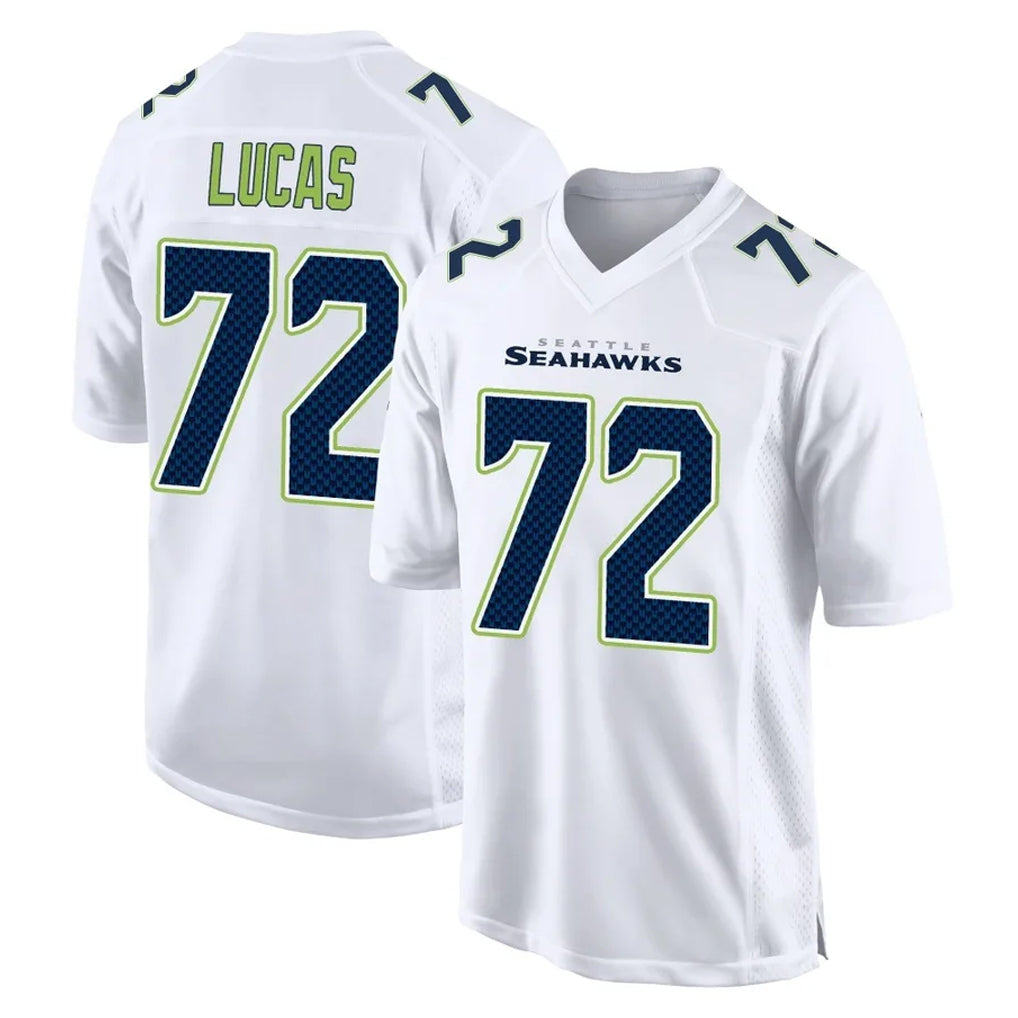 Punc S.Seahawks #72 Abraham Lucas Player White Tundra Fashion Home Game Stitched Jerseys