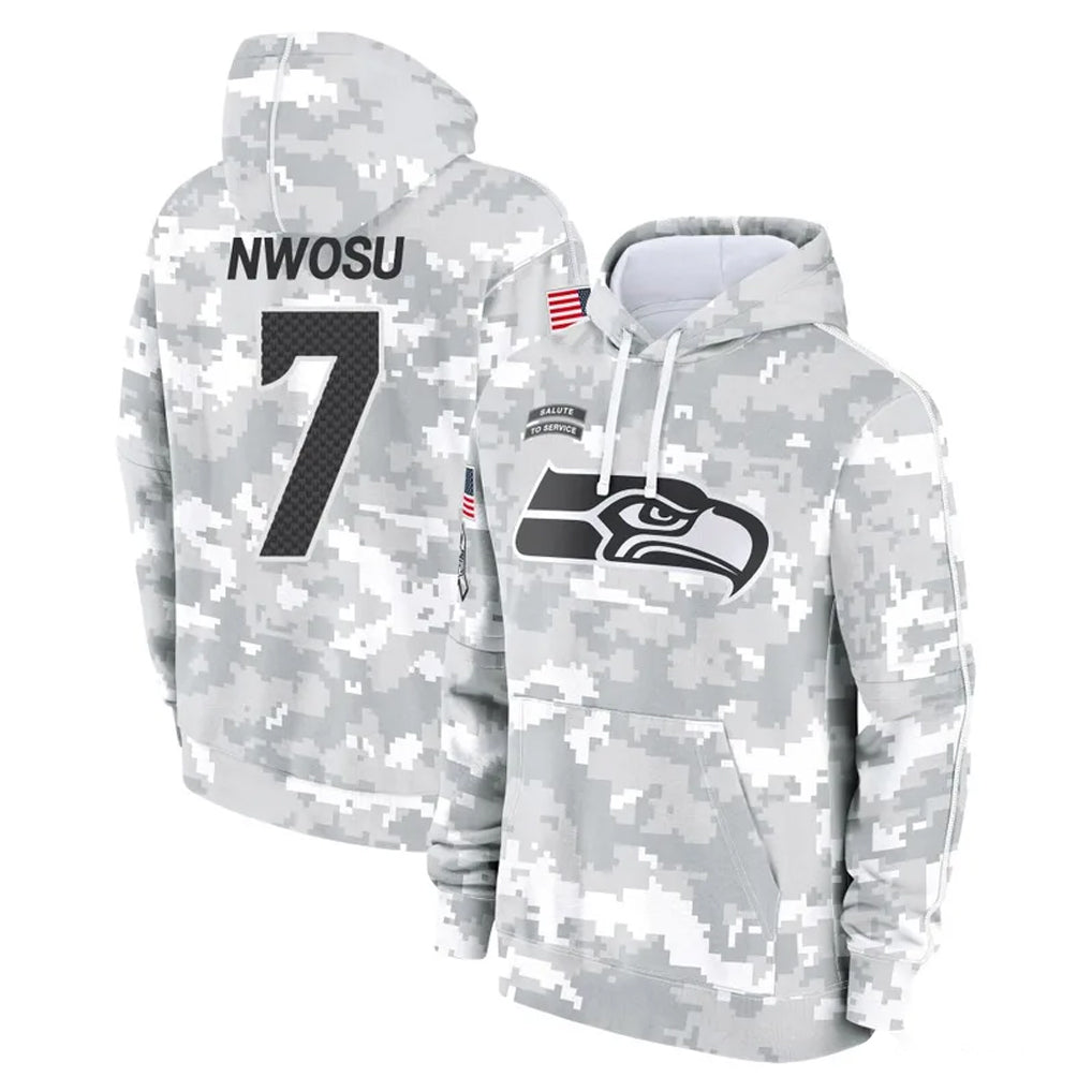 Punc S.Seahawks #7 Uchenna Nwosu Player Arctic Camo Limited Salute to Service Pullover Hoodies Game Stitched Jerseys