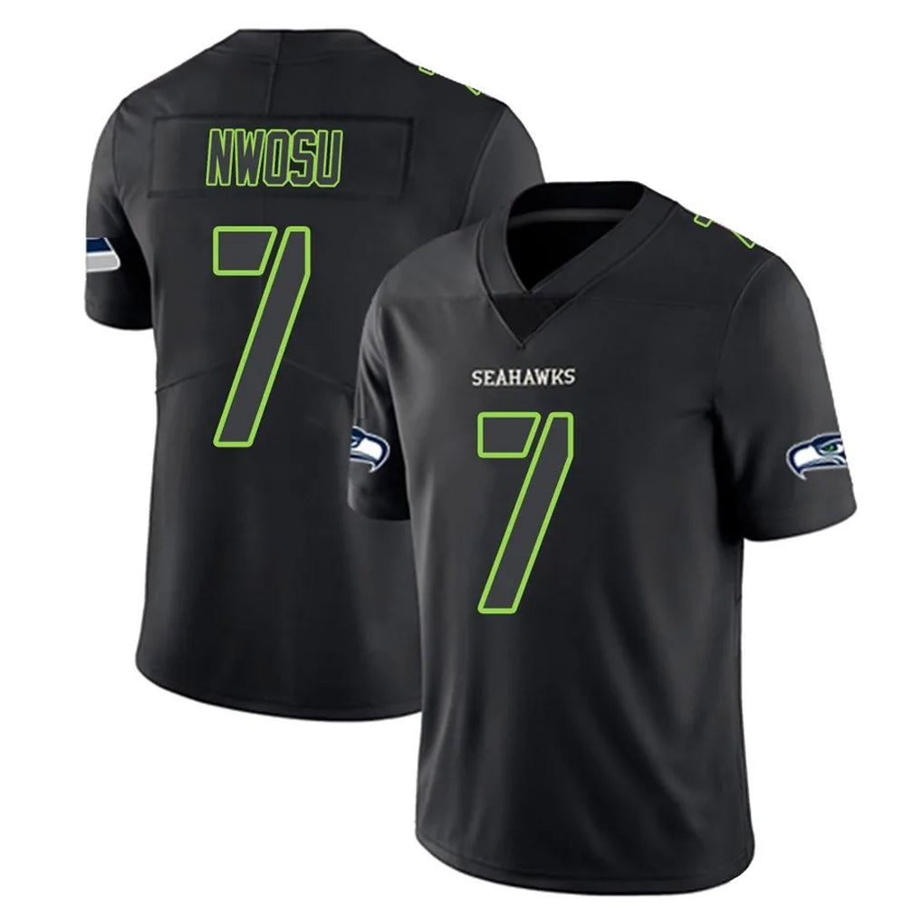 Punc S.Seahawks #7 Uchenna Nwosu Player Black Impact Limited Home Game Stitched Jerseys