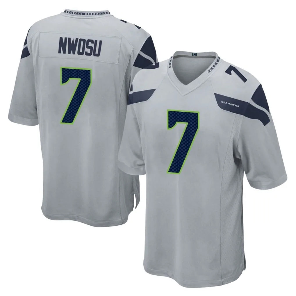 Punc S.Seahawks #7 Uchenna Nwosu Player Gray Home Game Stitched Jerseys