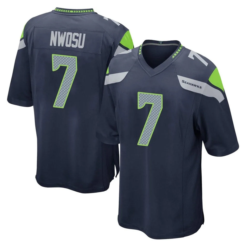 Punc S.Seahawks #7 Uchenna Nwosu Player Navy Home Game Stitched Jerseys