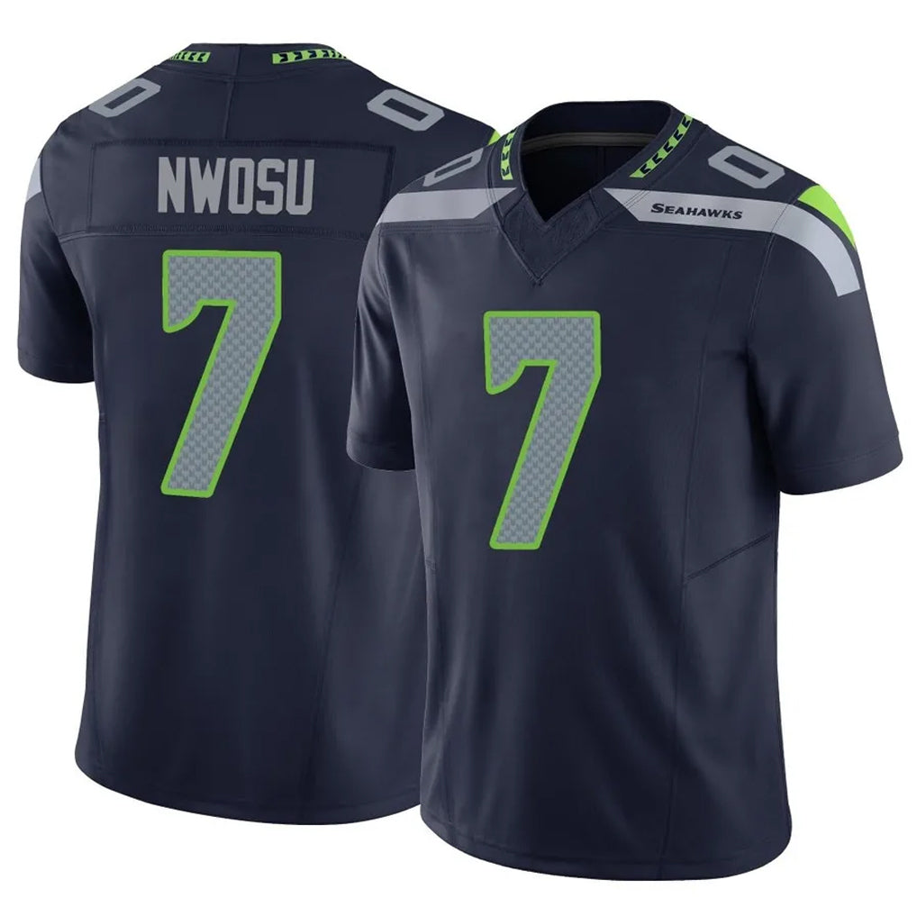Punc S.Seahawks #7 Uchenna Nwosu Player Navy Limited Vapor F.U.S.E. Home Game Stitched Jerseys