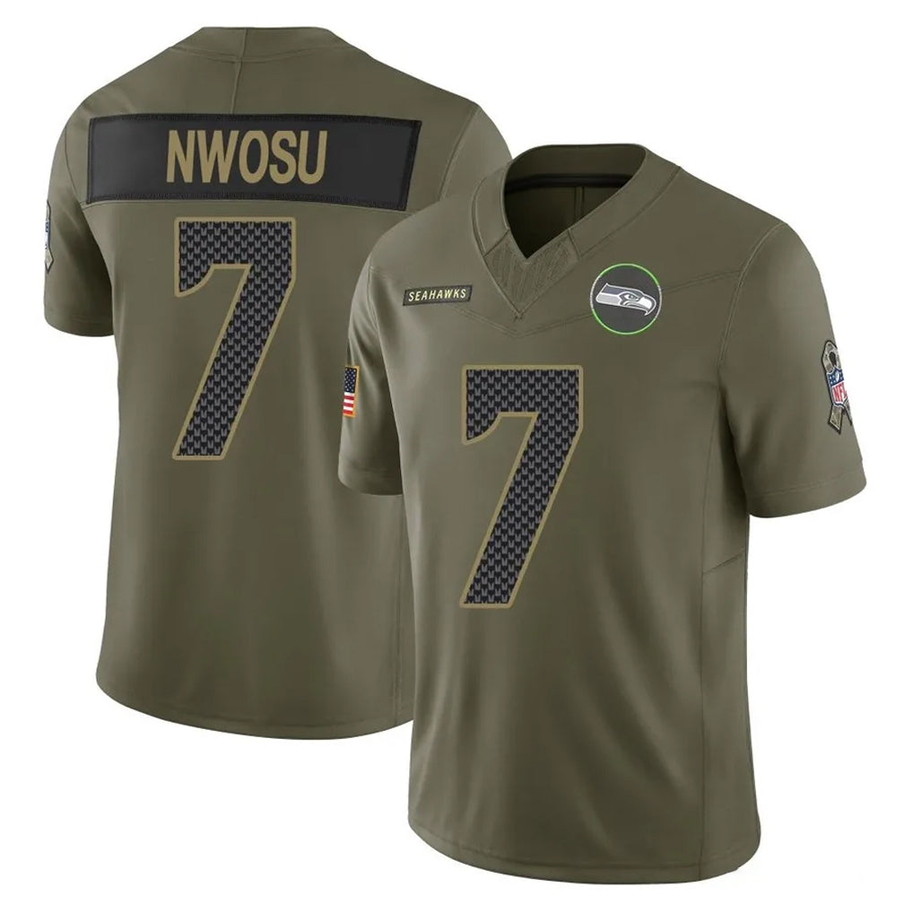 Punc S.Seahawks #7 Uchenna Nwosu Player Olive 2025 Salute To Service Limited Home Game Stitched Jerseys