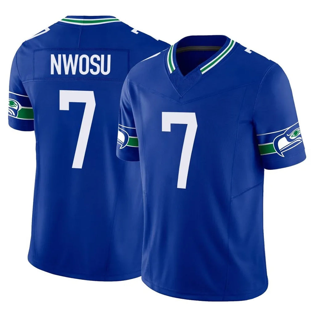 Punc S.Seahawks #7 Uchenna Nwosu Player Royal Limited Throwback Vapor F.U.S.E. Home Game Stitched Jerseys