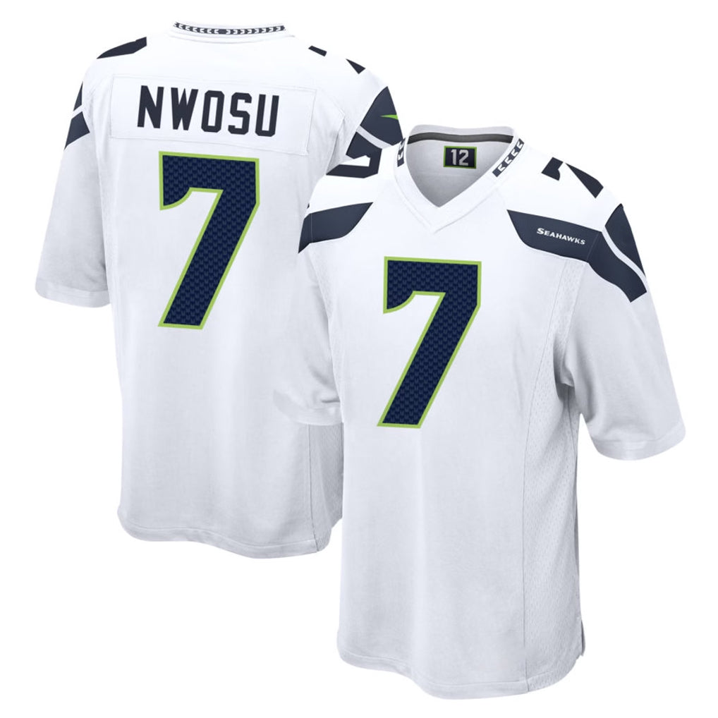 Punc S.Seahawks #7 Uchenna Nwosu Player White Home Game Stitched Jerseys