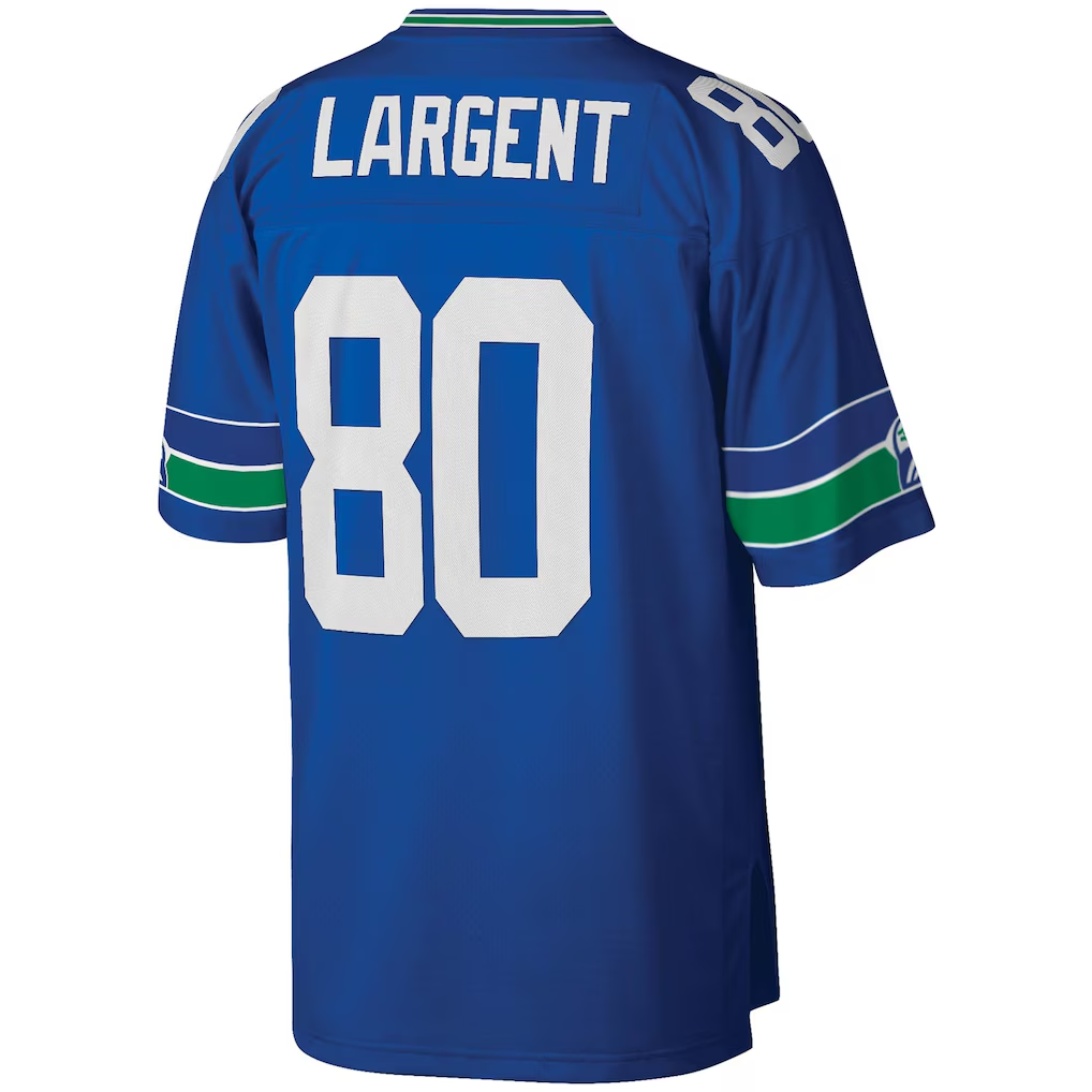Punc S.Seahawks #80 Steve Largent Mitchell & Ness Royal Legacy Replica Stitched Puhic Jersey