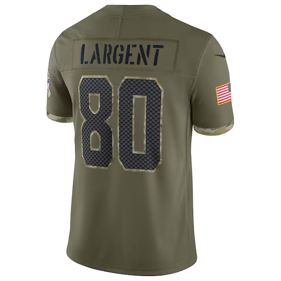 Punc S.Seahawks #80 Steve Largent Player Salute to Service Olive Stitched Jerseys