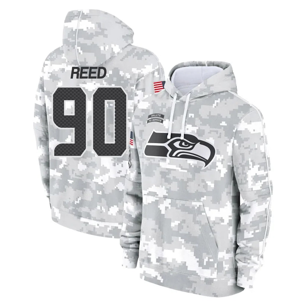 Punc S.Seahawks #90 Jarran Reed Player Arctic Camo Limited Salute to Service Pullover Hoodies Game Stitched Jerseys