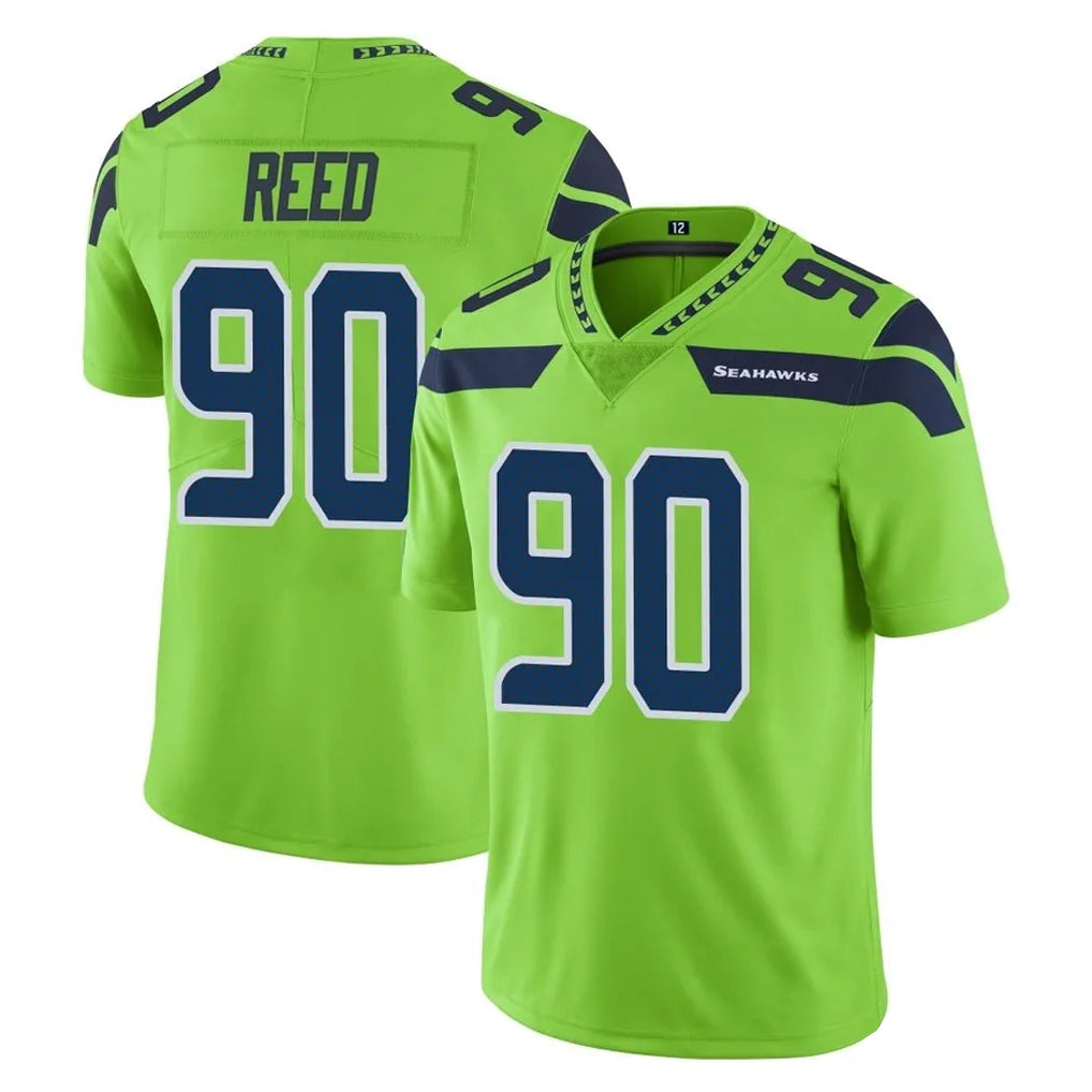 Punc S.Seahawks #90 Jarran Reed Player Green Limited Color Rush Home Game Stitched Jerseys