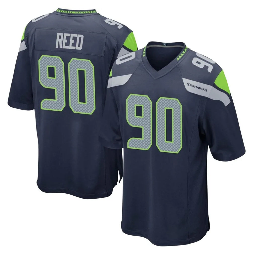 Punc S.Seahawks #90 Jarran Reed Player Navy Home Game Stitched Jerseys