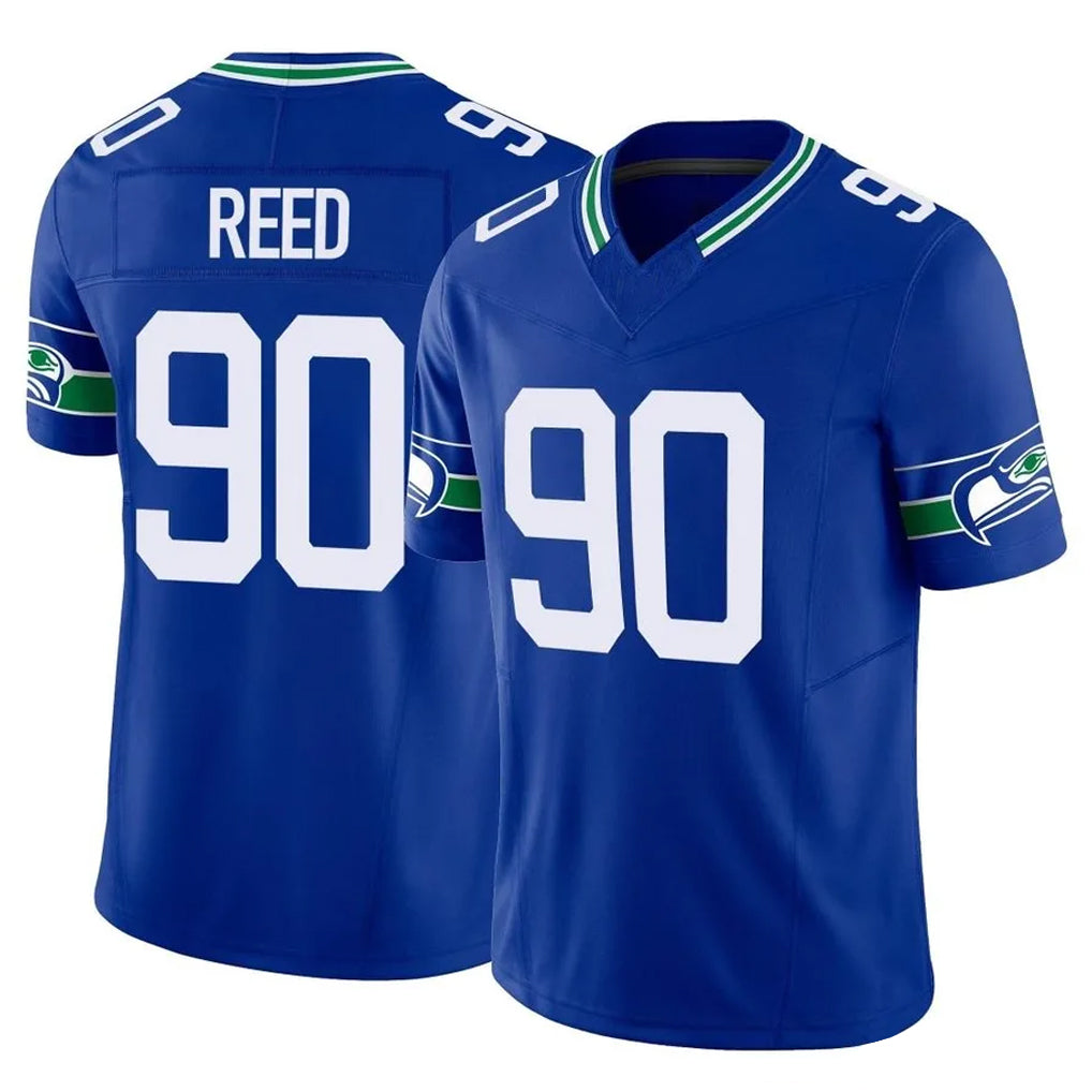 Punc S.Seahawks #90 Jarran Reed Player Royal Limited Throwback Vapor F.U.S.E. Home Game Stitched Jerseys