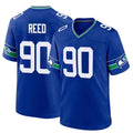 Punc S.Seahawks #90 Jarran Reed Player Royal Throwback Home Game Stitched Jerseys
