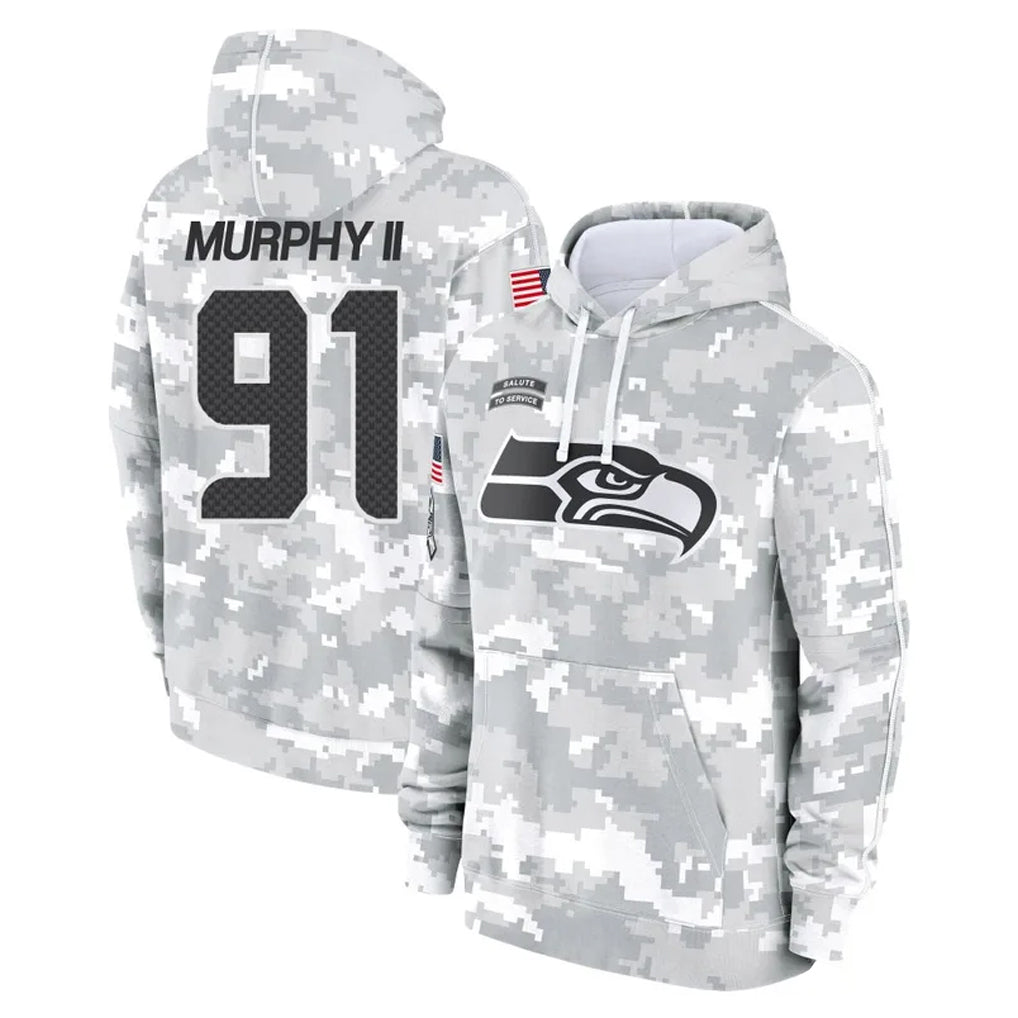 Punc S.Seahawks #91 Byron Murphy II Player Arctic Camo Limited Salute to Service Pullover Hoodies Game Stitched Jerseys