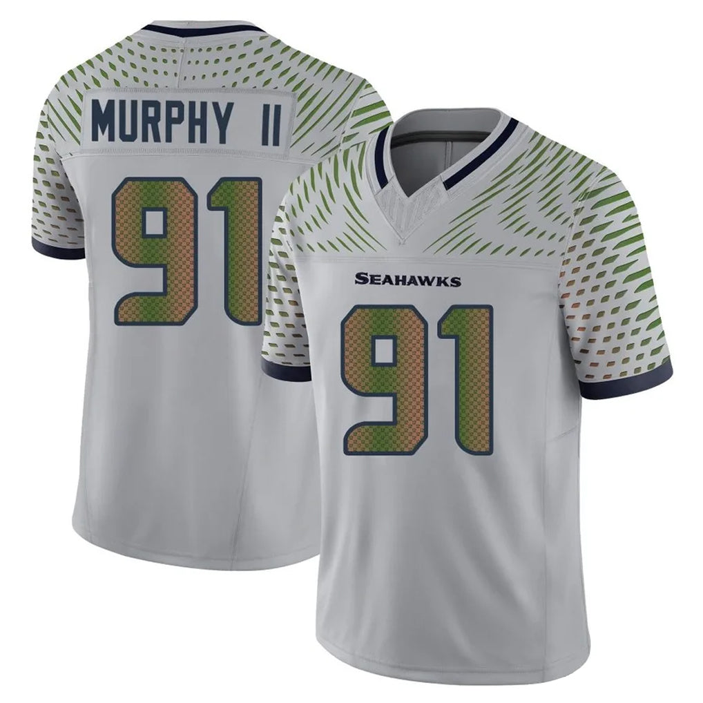 Punc S.Seahawks #91 Byron Murphy II Player Grey Limited 2025 Rivalries Collection Home Game Stitched Jerseys
