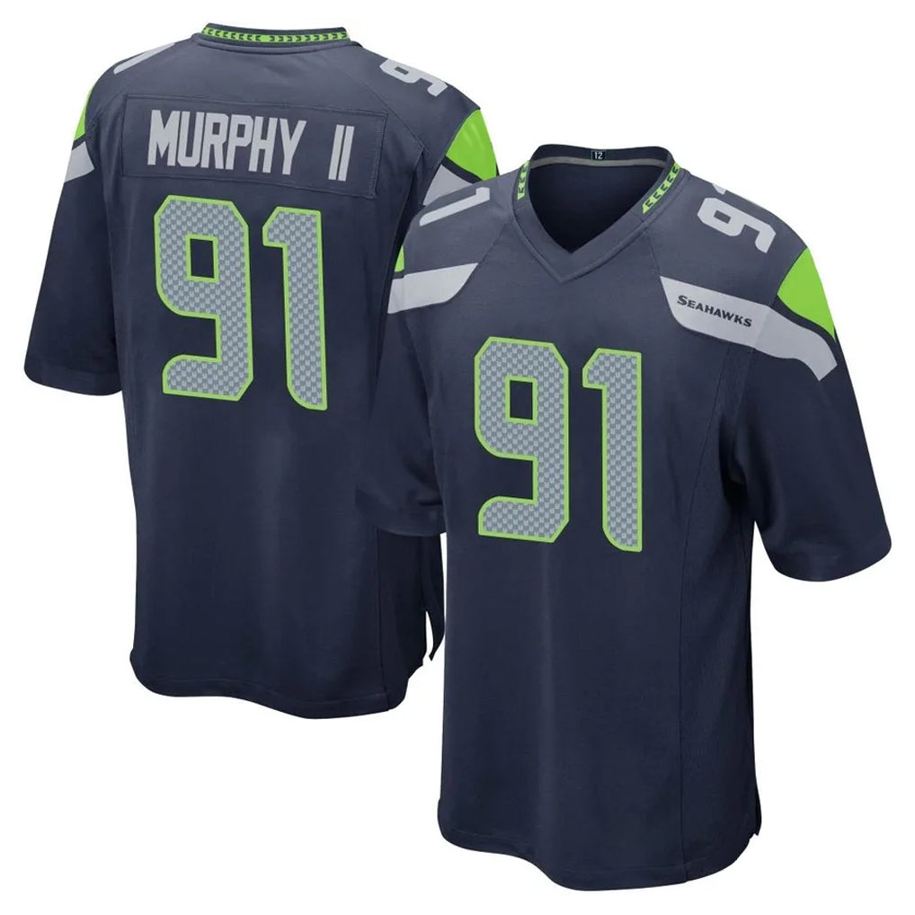 Punc S.Seahawks #91 Byron Murphy II Player Navy Home Game Stitched Jerseys