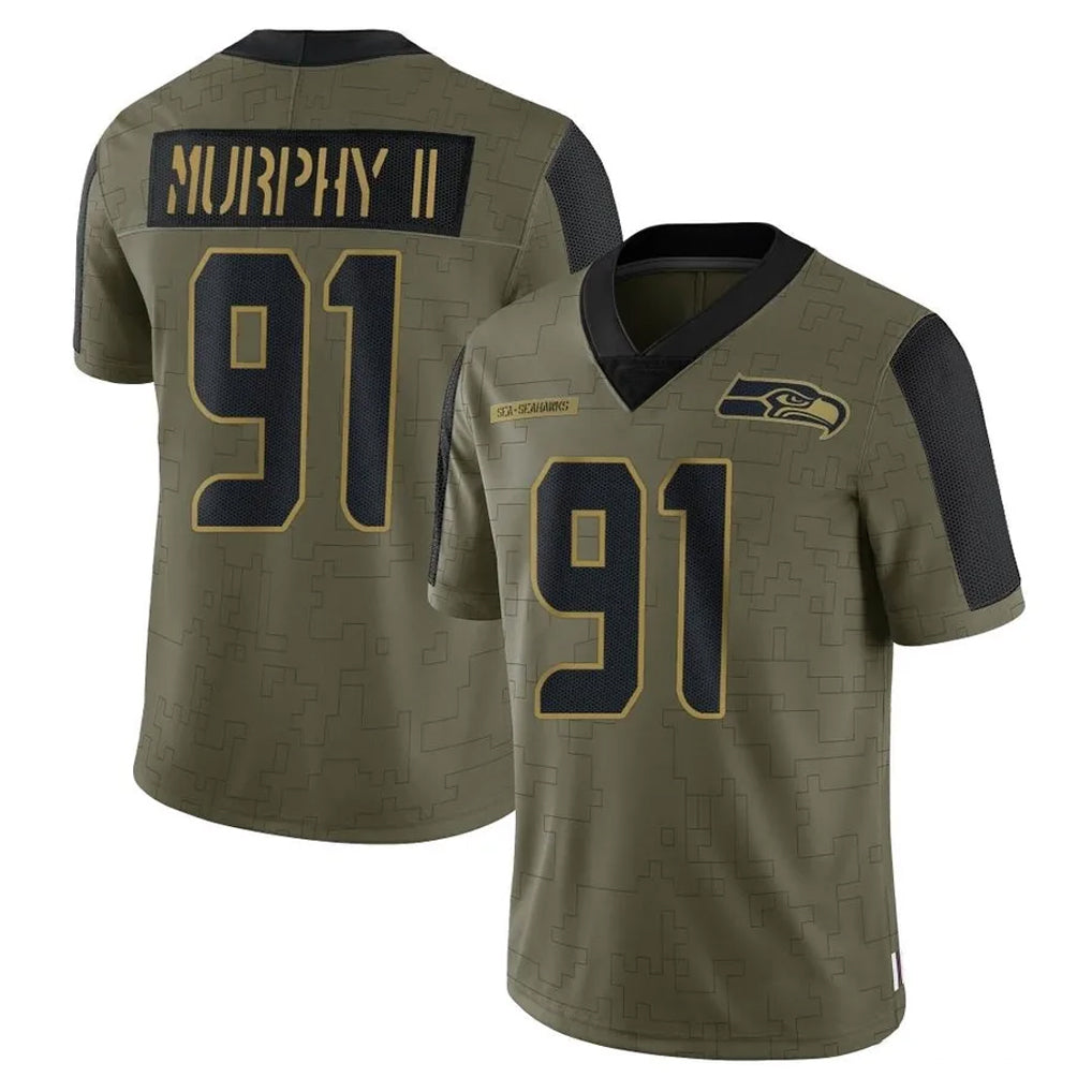 Punc S.Seahawks #91 Byron Murphy II Player Olive Salute To Service Limited Game Stitched Jerseys