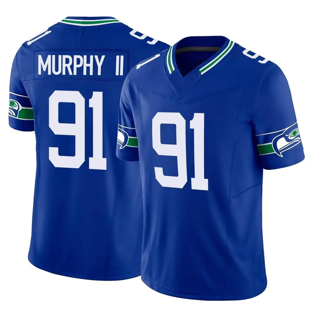 Punc S.Seahawks #91 Byron Murphy II Player Royal Limited Throwback Vapor F.U.S.E. Home Game Stitched Jerseys