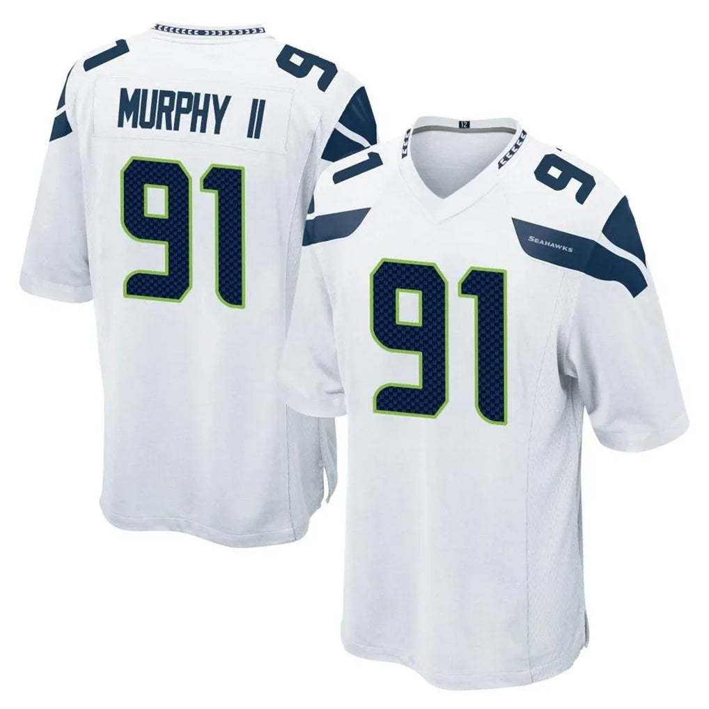 Punc S.Seahawks #91 Byron Murphy II Player White Home Game Stitched Jerseys