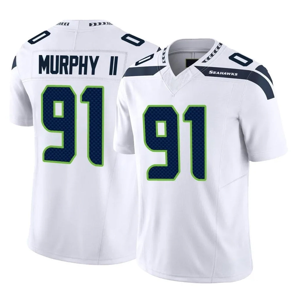 Punc S.Seahawks #91 Byron Murphy II Player White Limited Vapor F.U.S.E. Home Game Stitched Jerseys