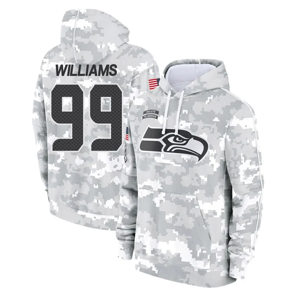Punc S.Seahawks #99 Leonard Williams Player Arctic Camo Limited Salute to Service Pullover Hoodies Game Stitched Jerseys