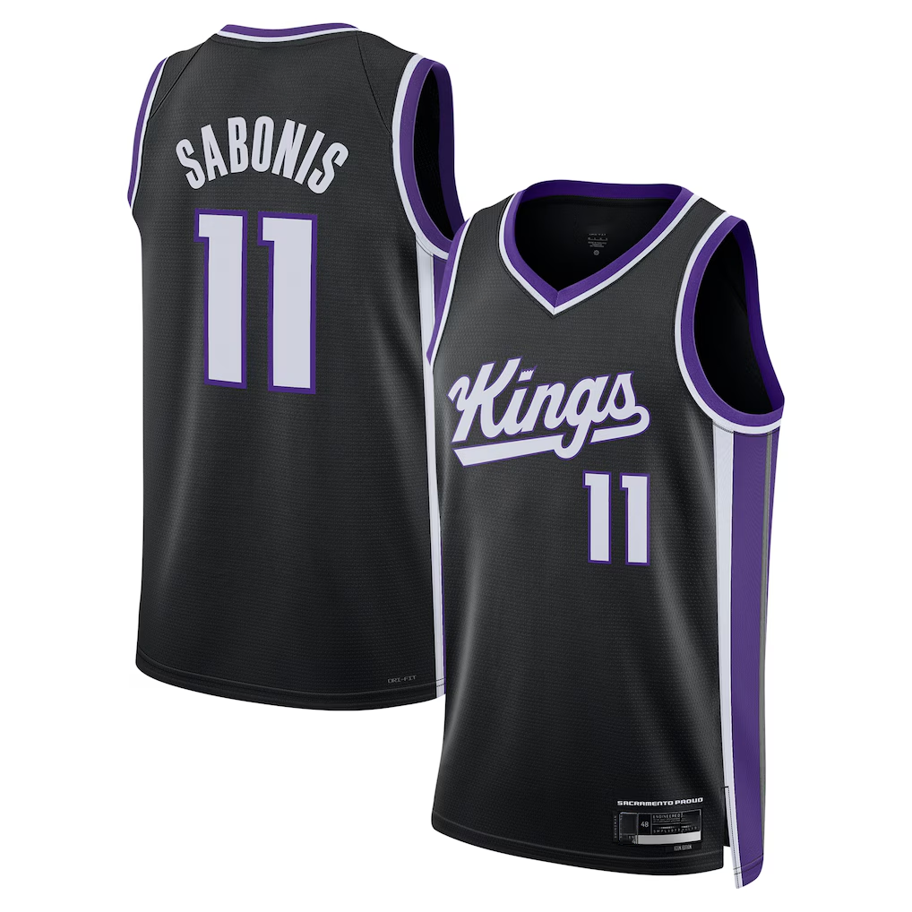 Punc S.kings #11 Domantas Sabonis Black Swingman Player Jerseys - Icon Edition