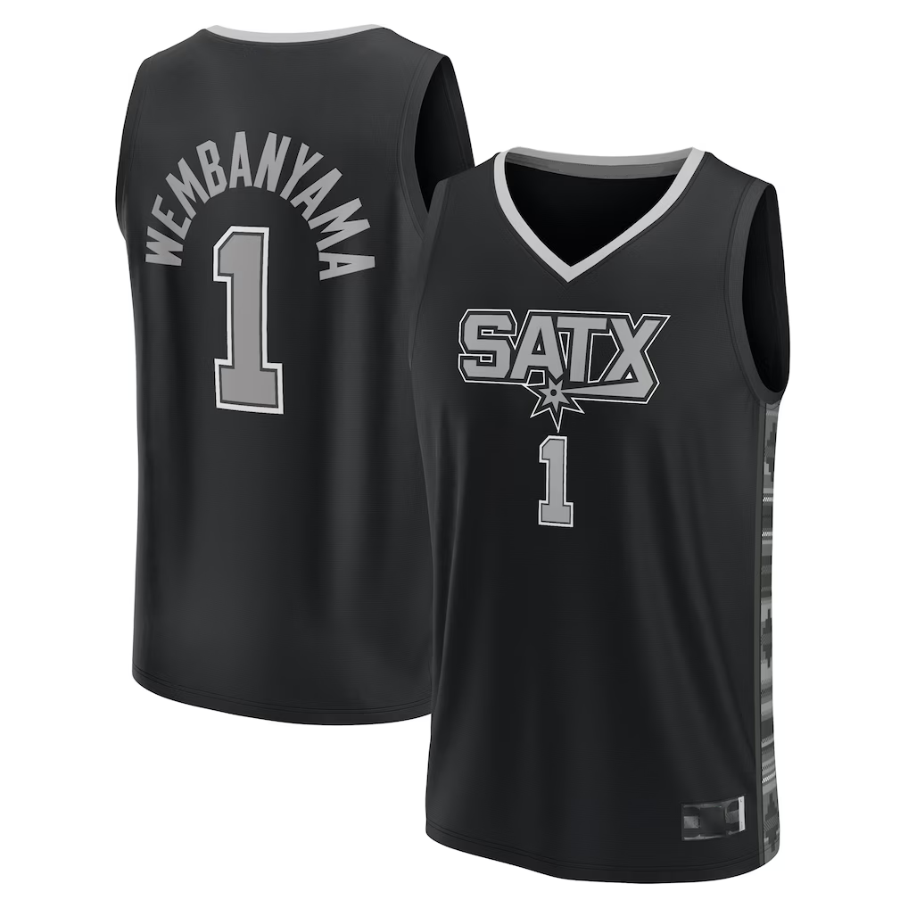 Punc SA.Spurs #1 Victor Wembanyama Fanatics Black Fast Break Player Jerseys - Statement Edition