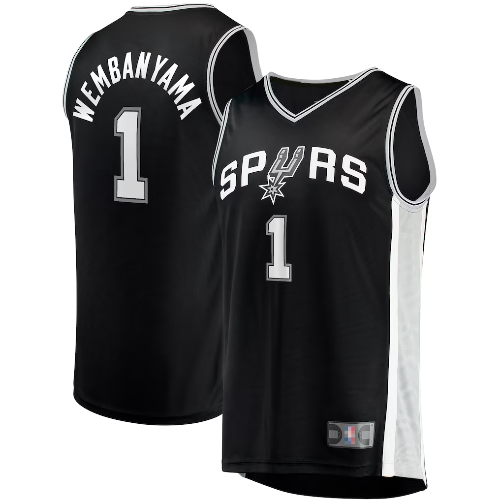 Punc SA.Spurs #1 Victor Wembanyama Fanatics Black Fast Break Replica Jerseys - Icon Edition