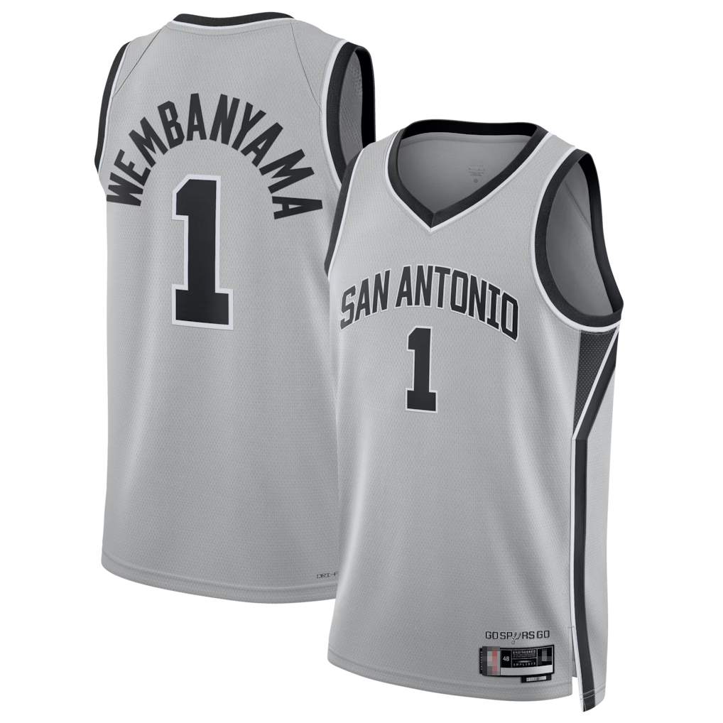 Punc SA.Spurs #1 Victor Wembanyama Silver Swingman Jerseys - Statement Edition
