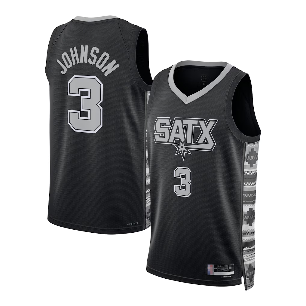 Punc SA.Spurs #3 Keldon Johnson Black Swingman Jerseys - Statement Edition