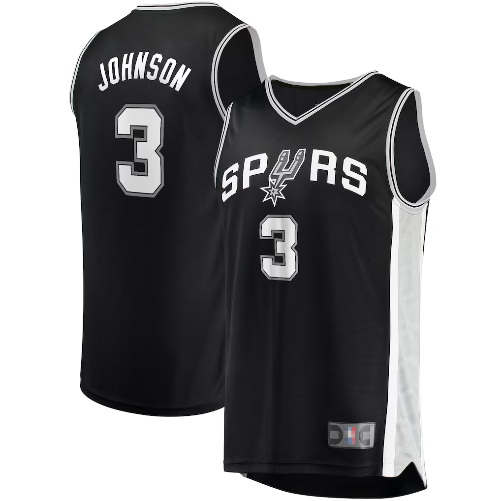 Punc SA.Spurs #3 Keldon Johnson Fanatics Black Fast Break Replica Jerseys - Icon Edition