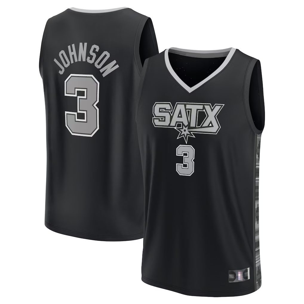 Punc SA.Spurs #3 Keldon Johnson Fanatics Black Fast Break Replica Player Jerseys - Statement Edition