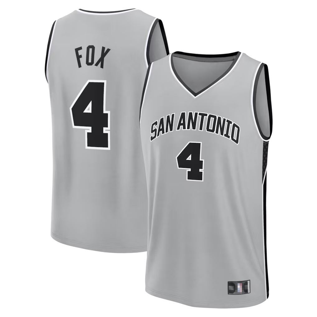 Punc SA.Spurs #4 De'Aaron Fox Fanatics Silver Fast Break Jerseys - Statement Edition