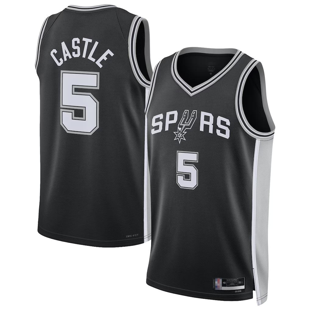 Punc SA.Spurs #5 Stephon Castle Black Swingman Jerseys - Icon Edition