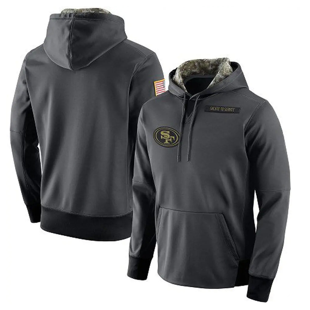 Punc SF.49ers Anthracite Pullover Hoodies Home Game Blank Player Stitched Jerseys