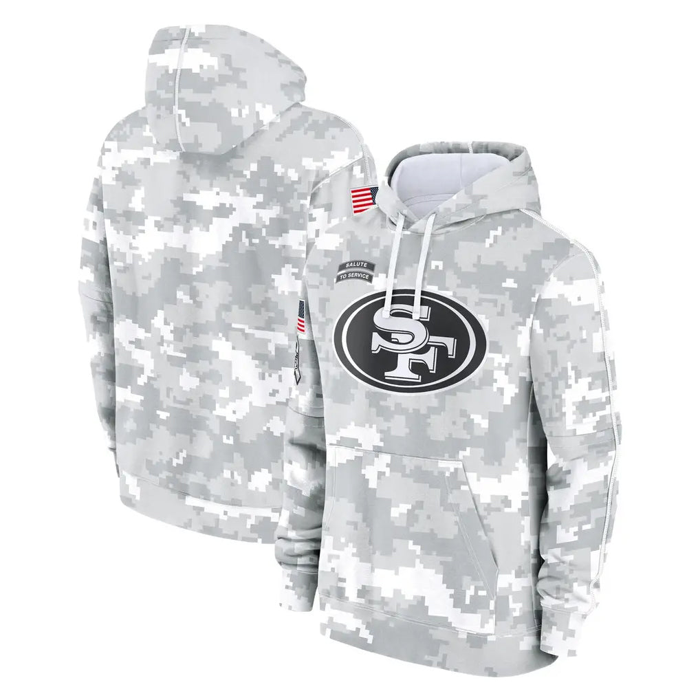 Punc SF.49ers Arctic Camo Limited Salute to Service Pullover Hoodies Game Blank Player Stitched Jerseys