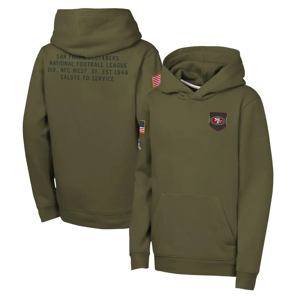 Punc SF.49ers Olive Salute to Service Pullover Hoodies Limited Blank Player Stitched Jerseys