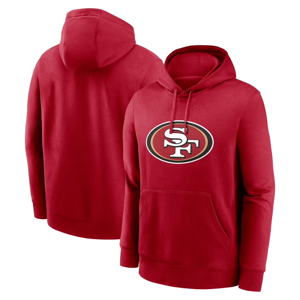 Punc SF.49ers Red LOGO Pullover Hoodies Home Game Blank Player Stitched Jerseys
